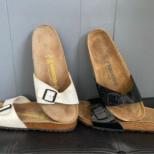 Lot 2 Birkenstock Madrid Sandal in Black & White 41/10 Women’s